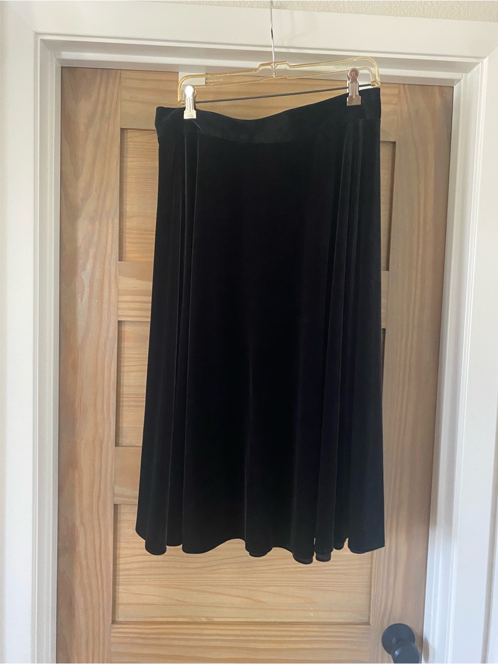 Alex Marie Black Velvet Midi Skirt